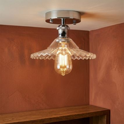 Piestiprināma griestu lampa TRISH 1xE27/15W/230V spīdīgs hroms/caurspīdīgs