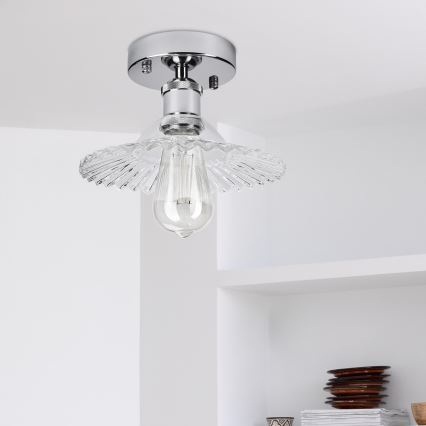 Piestiprināma griestu lampa TRISH 1xE27/15W/230V spīdīgs hroms/caurspīdīgs