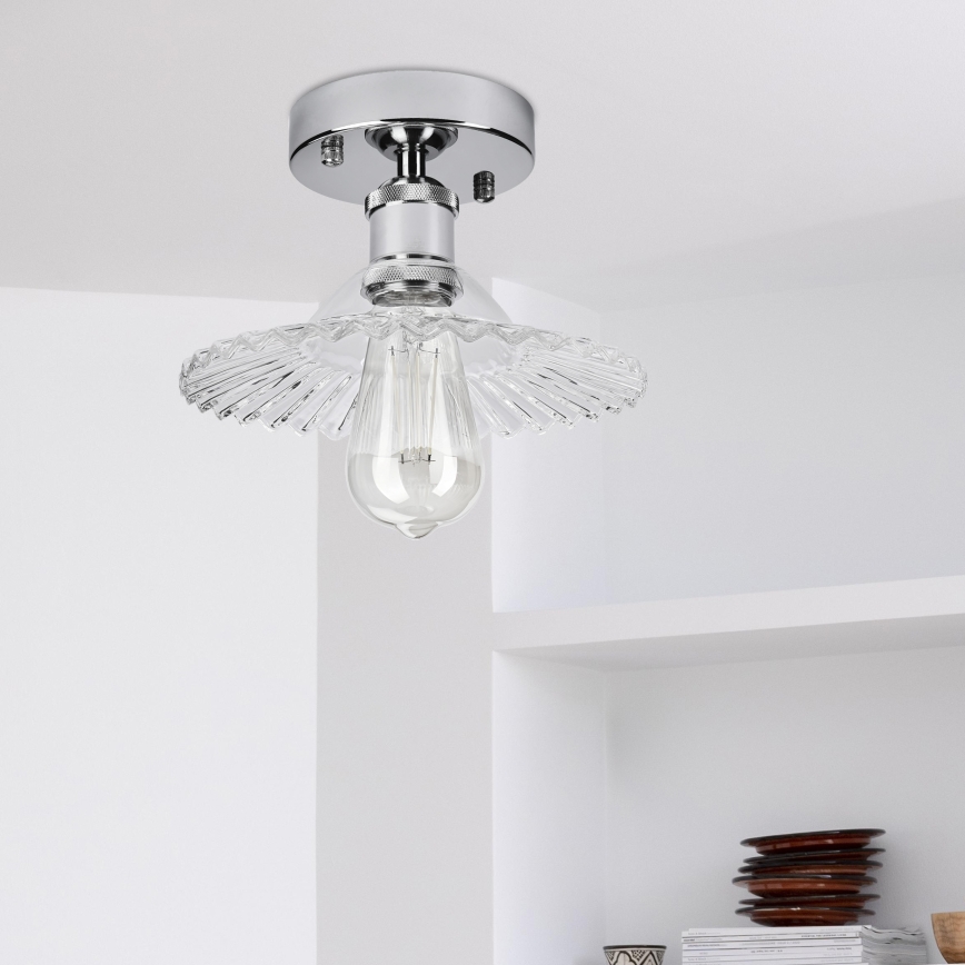 Piestiprināma griestu lampa TRISH 1xE27/15W/230V spīdīgs hroms/caurspīdīgs