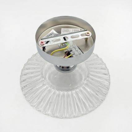 Piestiprināma griestu lampa TRISH 1xE27/15W/230V spīdīgs hroms/caurspīdīgs