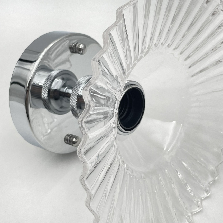 Piestiprināma griestu lampa TRISH 1xE27/15W/230V spīdīgs hroms/caurspīdīgs