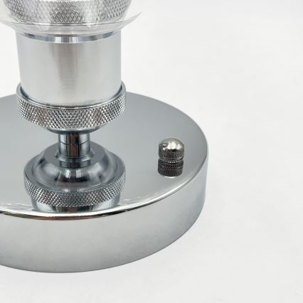 Piestiprināma griestu lampa TRISH 1xE27/15W/230V spīdīgs hroms/caurspīdīgs