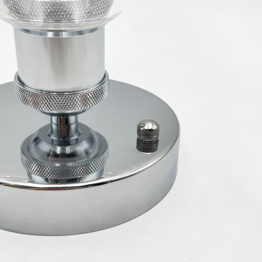 Piestiprināma griestu lampa TRISH 1xE27/15W/230V spīdīgs hroms/caurspīdīgs