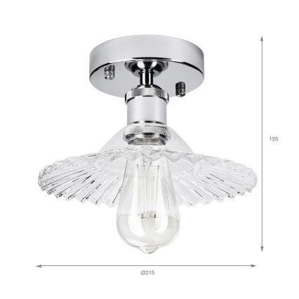 Piestiprināma griestu lampa TRISH 1xE27/15W/230V spīdīgs hroms/caurspīdīgs