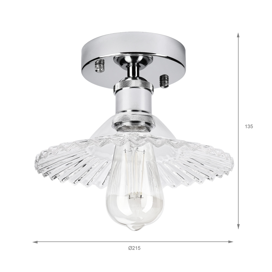 Piestiprināma griestu lampa TRISH 1xE27/15W/230V spīdīgs hroms/caurspīdīgs