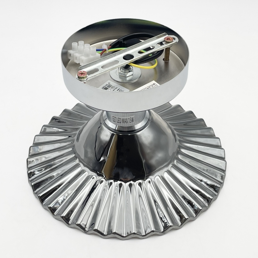 Piestiprināma griestu lampa TRISH 1xE27/15W/230V, spīdīgs hroms/dūmakaini melna