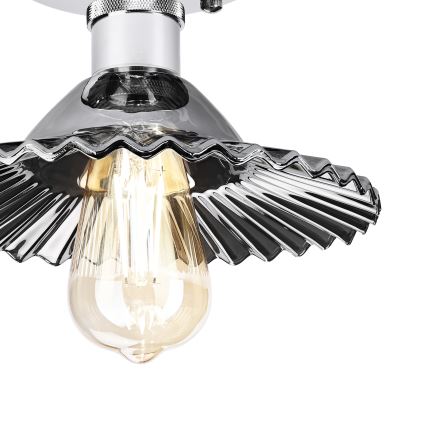 Piestiprināma griestu lampa TRISH 1xE27/15W/230V, spīdīgs hroms/dūmakaini melna