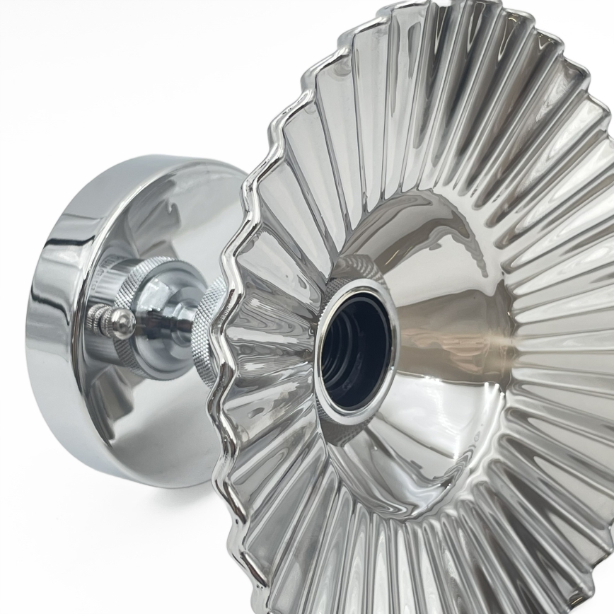 Piestiprināma griestu lampa TRISH 1xE27/15W/230V, spīdīgs hroms/dūmakaini melna