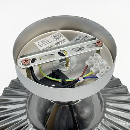 Piestiprināma griestu lampa TRISH 1xE27/15W/230V, spīdīgs hroms/dūmakaini melna