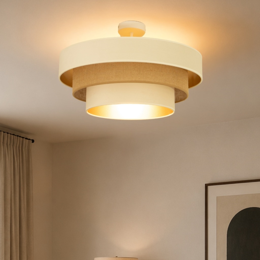 Piestiprināma griestu lampa WENTA 1xE27/60W/230V Ø 50 cm bēša/zelta