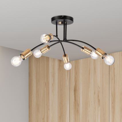Piestiprināma griestu lustra ANYA 6xE27/15W/230V melna/zelta