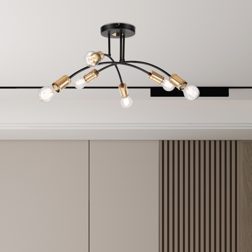 Piestiprināma griestu lustra ANYA 6xE27/15W/230V melna/zelta