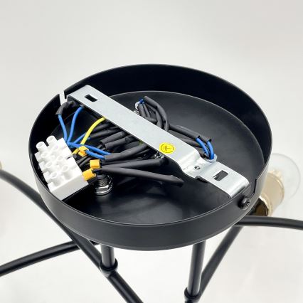 Piestiprināma griestu lustra ANYA 6xE27/15W/230V melna/zelta