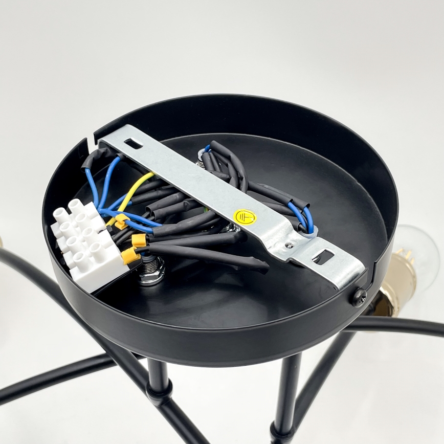 Piestiprināma griestu lustra ANYA 6xE27/15W/230V melna/zelta