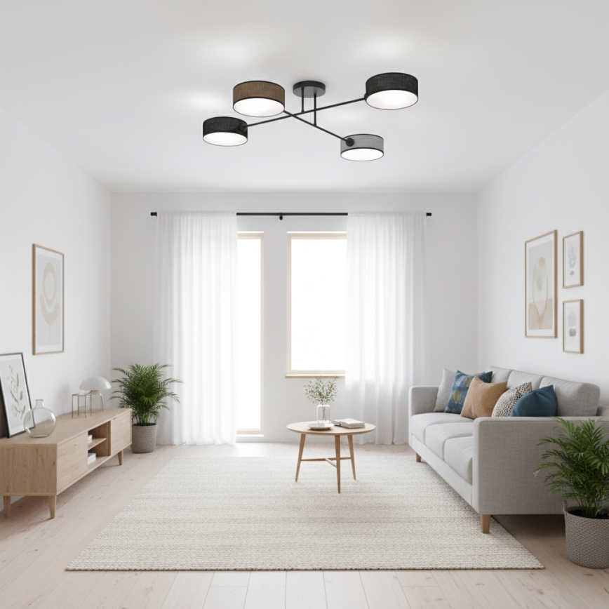 Piestiprināmā griestu lustra MAGA 4xE14/10W/230V melna/brūna/pelēka