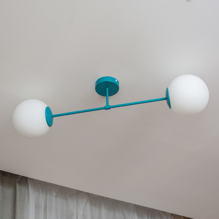 Piestiprināma griestu lustra MOON 2xE27/15W/230V tirkīza