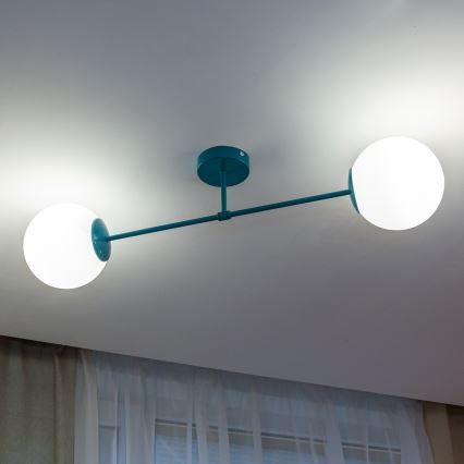 Piestiprināma griestu lustra MOON 2xE27/15W/230V tirkīza