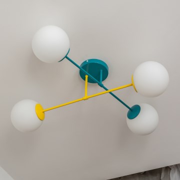 Piestiprināma griestu lustra MOON 4xE27/15W/230V tirkīza/dzeltena