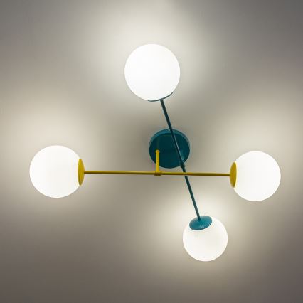 Piestiprināma griestu lustra MOON 4xE27/15W/230V tirkīza/dzeltena