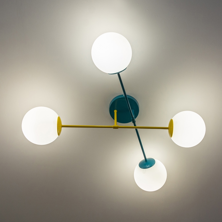 Piestiprināma griestu lustra MOON 4xE27/15W/230V tirkīza/dzeltena