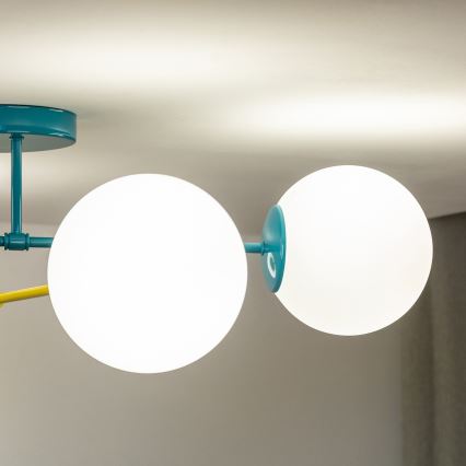 Piestiprināma griestu lustra MOON 4xE27/15W/230V tirkīza/dzeltena