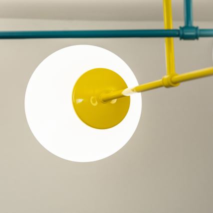 Piestiprināma griestu lustra MOON 4xE27/15W/230V tirkīza/dzeltena