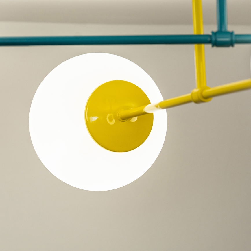 Piestiprināma griestu lustra MOON 4xE27/15W/230V tirkīza/dzeltena