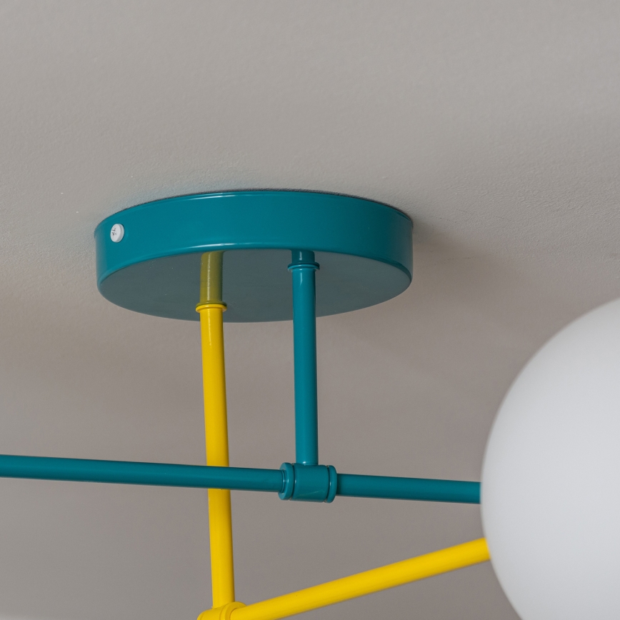 Piestiprināma griestu lustra MOON 4xE27/15W/230V tirkīza/dzeltena