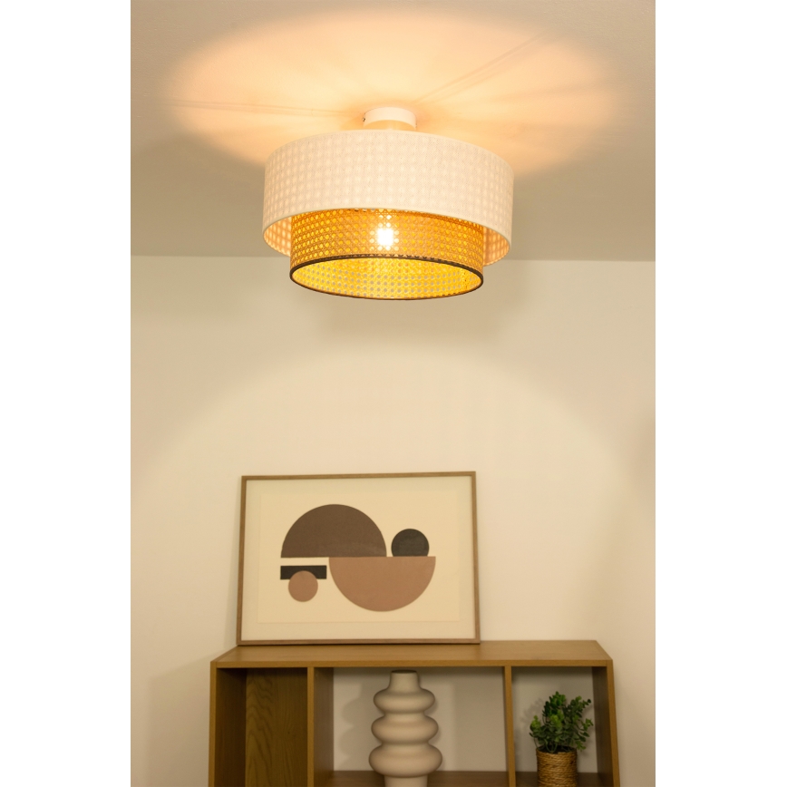 Piestiprināma griestu lustra NATIA 1xE27/60W/230V balta/brūna