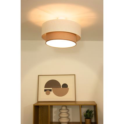 Piestiprināma griestu lustra NATIA 1xE27/60W/230V Ø 45 cm balta/brūna