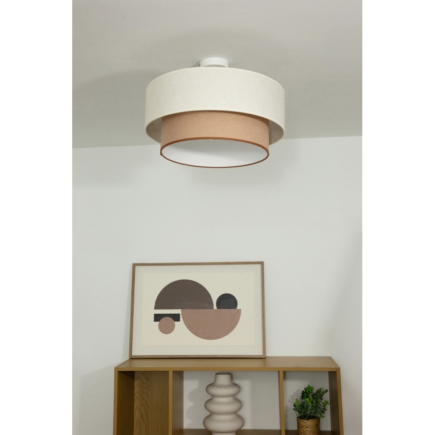 Piestiprināma griestu lustra NATIA 1xE27/60W/230V Ø 45 cm balta/brūna