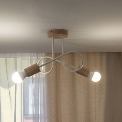 Piestiprināma griestu lustra OXFORD 2xE27/15W/230V priede/krēmīga