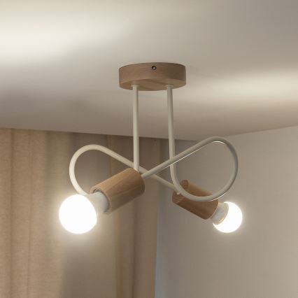 Piestiprināma griestu lustra OXFORD 2xE27/15W/230V priede/krēmīga