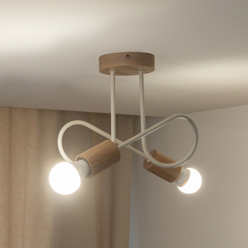 Piestiprināma griestu lustra OXFORD 2xE27/15W/230V priede/krēmīga