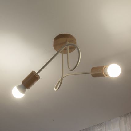 Piestiprināma griestu lustra OXFORD 2xE27/15W/230V priede/krēmīga