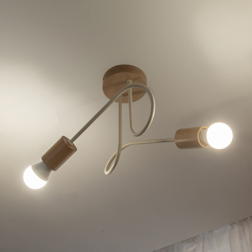 Piestiprināma griestu lustra OXFORD 2xE27/15W/230V priede/krēmīga