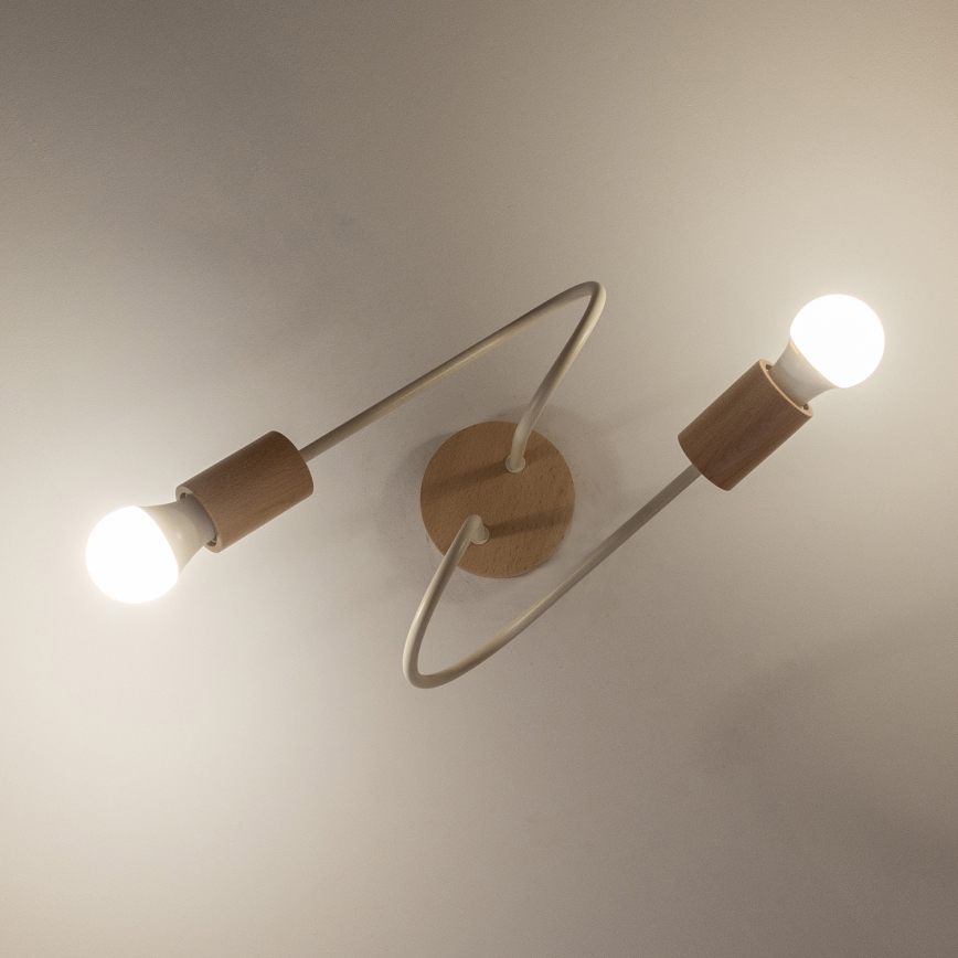 Piestiprināma griestu lustra OXFORD 2xE27/15W/230V priede/krēmīga