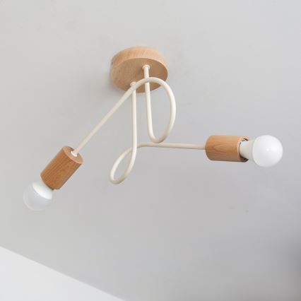 Piestiprināma griestu lustra OXFORD 2xE27/15W/230V priede/krēmīga