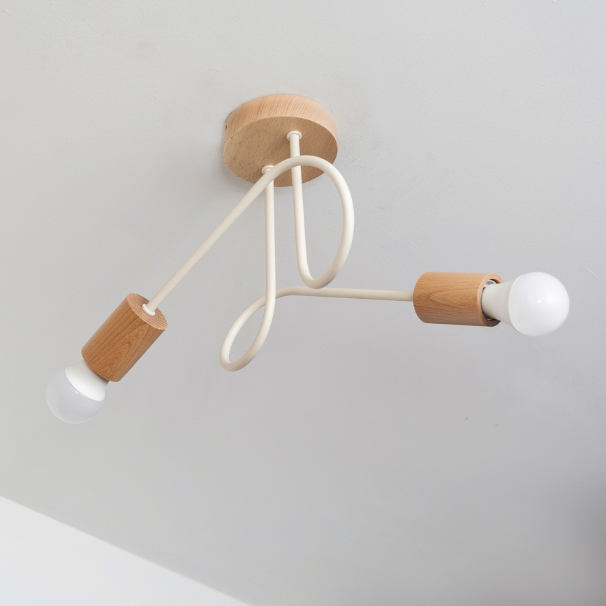 Piestiprināma griestu lustra OXFORD 2xE27/15W/230V priede/krēmīga