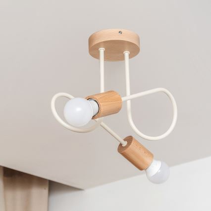 Piestiprināma griestu lustra OXFORD 2xE27/15W/230V priede/krēmīga