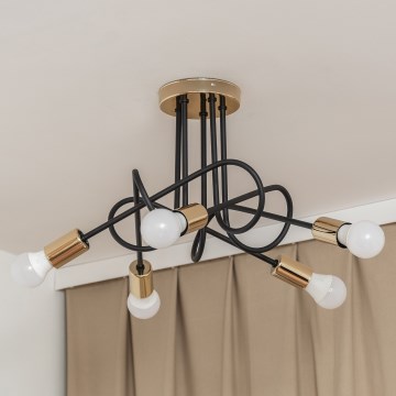 Piestiprināma griestu lustra OXFORD 5xE27/15W/230V zelta/melna
