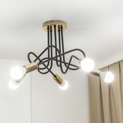 Piestiprināma griestu lustra OXFORD 5xE27/15W/230V zelta/melna