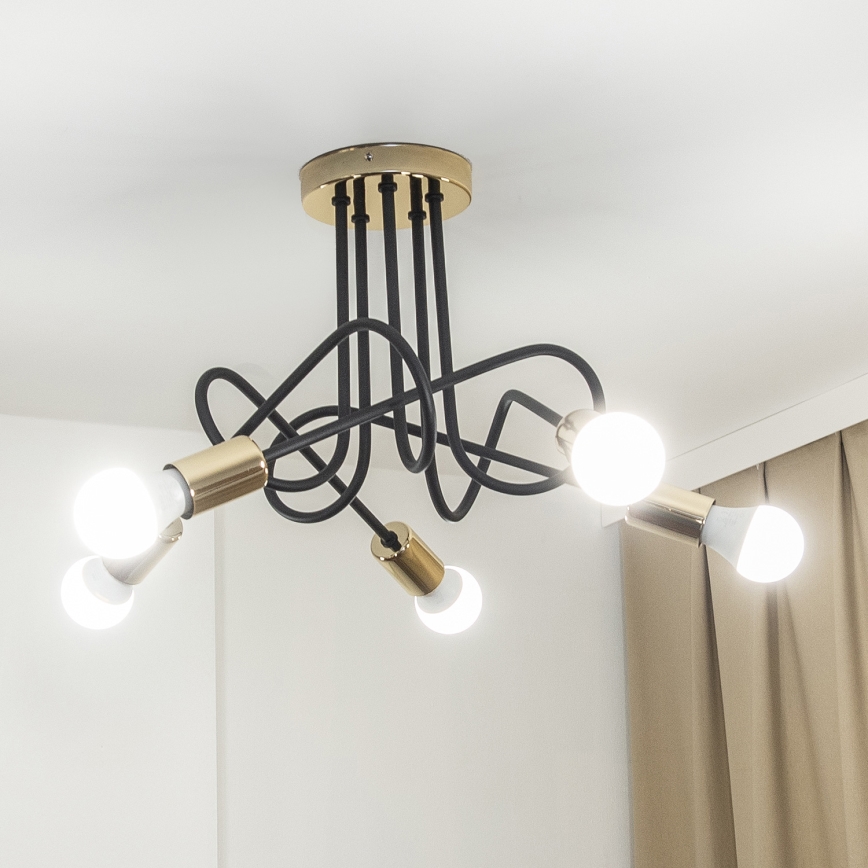 Piestiprināma griestu lustra OXFORD 5xE27/15W/230V zelta/melna
