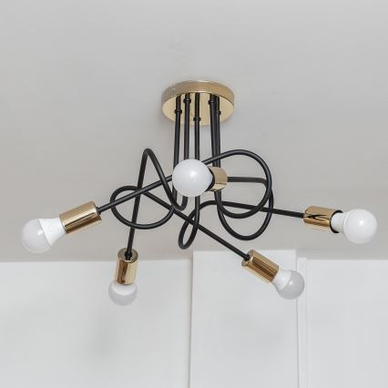 Piestiprināma griestu lustra OXFORD 5xE27/15W/230V zelta/melna