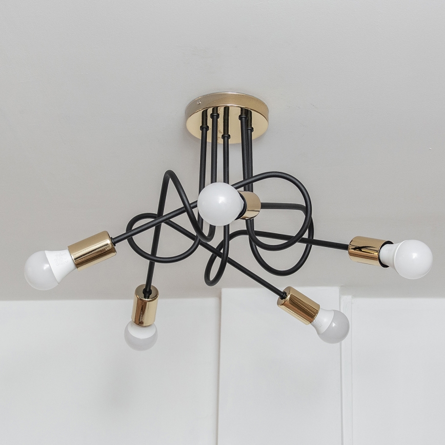 Piestiprināma griestu lustra OXFORD 5xE27/15W/230V zelta/melna