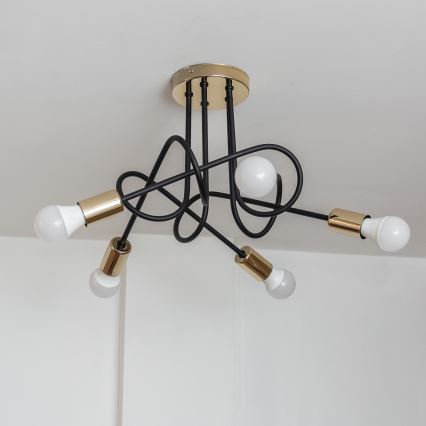 Piestiprināma griestu lustra OXFORD 5xE27/15W/230V zelta/melna