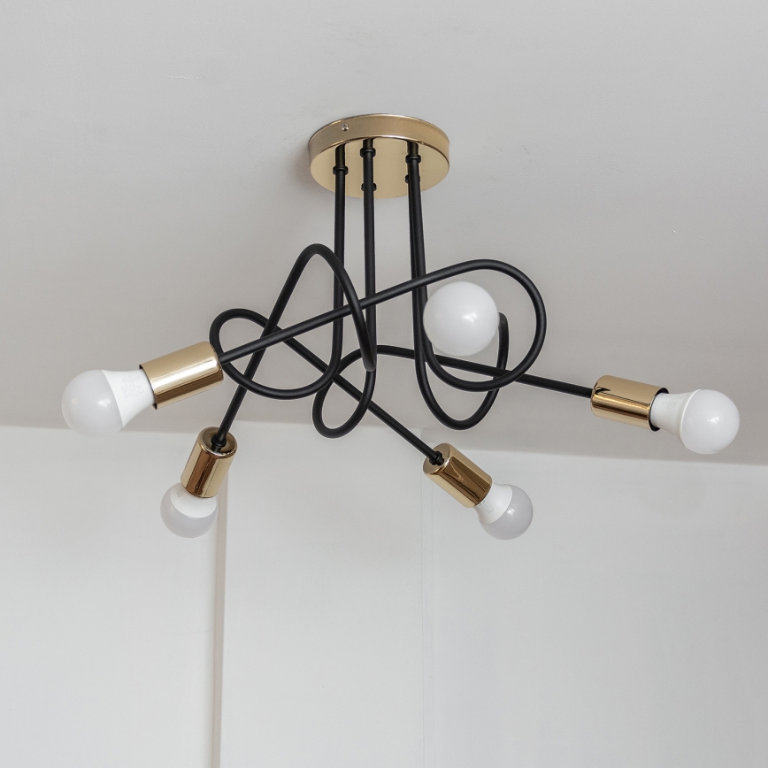 Piestiprināma griestu lustra OXFORD 5xE27/15W/230V zelta/melna