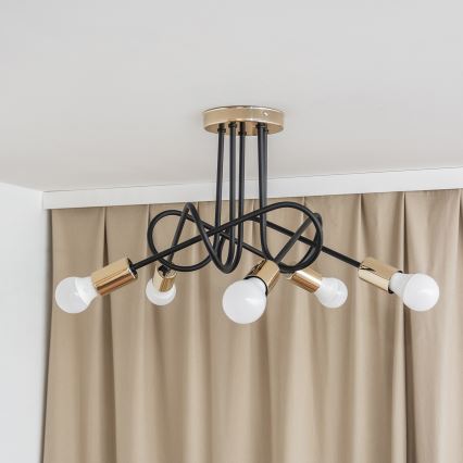 Piestiprināma griestu lustra OXFORD 5xE27/15W/230V zelta/melna