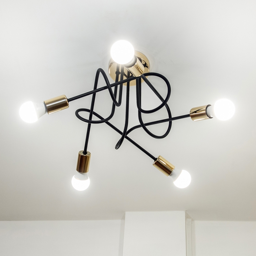 Piestiprināma griestu lustra OXFORD 5xE27/15W/230V zelta/melna