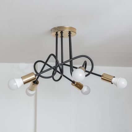 Piestiprināma griestu lustra OXFORD 5xE27/15W/230V zelta/melna